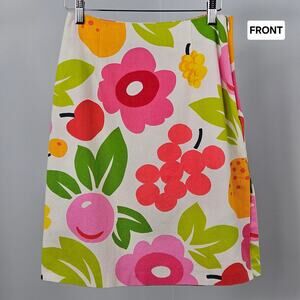 JP and Mattie Cotton Mini Skirt Fruit Floral Bright Multicolor Print | Women's S